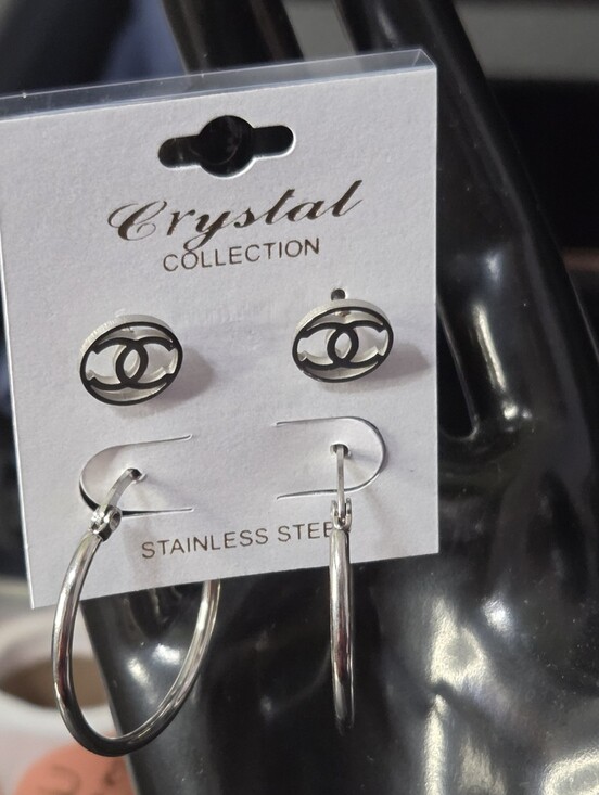 Jewelry - Stainless Steel Hoop & Stud Earrings- 2 Pairs- New